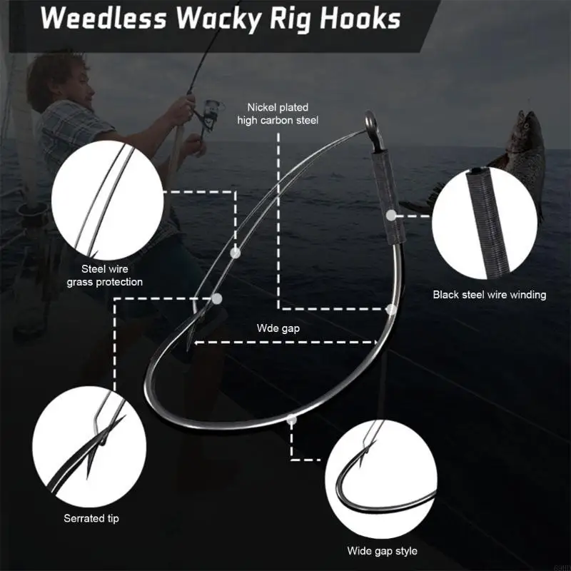 30pcs Angelhaken mit Wachmann gegen verrückte Köderweite Wacky Haken Wacky Rig Fishing Hook 69HD – Detail 9