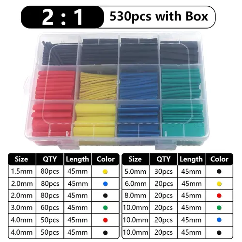 102-750pcs 2:1 Thermoresistant Tube Heat Shrink Wrapping Kit Assorted Wire Cable Insulation Sleeving 3:1 Heat Shrink Tube Set - Image 14