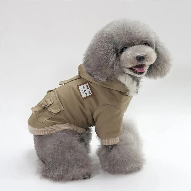 겨울 애완 동물 재킷 따뜻한 두꺼운 양털 강아지 옷 작은 개를위한 후드 방수 코트 고양이 프렌치 불독 치와와 작업복