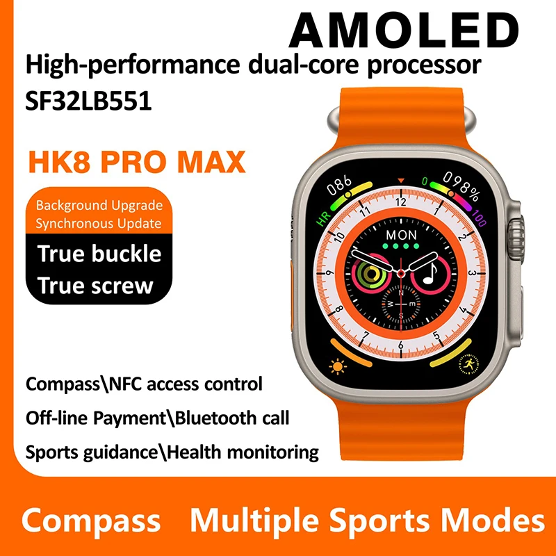 (  us) HK8  ƽ Ʈ Ʈ ġ  49mm AMOLED ũ ħ NFC Smartwatch  ƮϽ ð PK H12