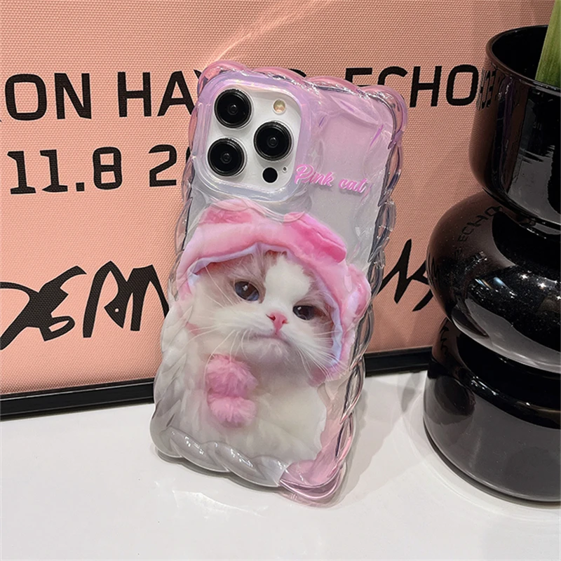 Pink Cat Collage Clear Phone Case for Apple iPhone 14 (& more