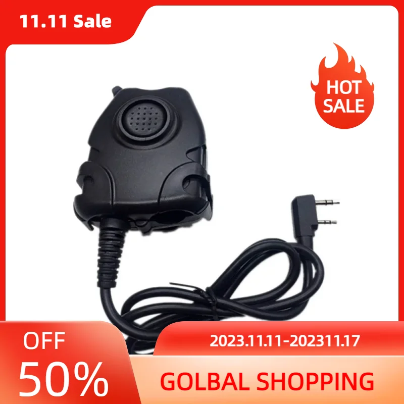 K-Plug Waterproof PTT Cable for Kenwood Z Tactical Comtac H50 Noise-Canceling Headset Two-Way Radio Accessory