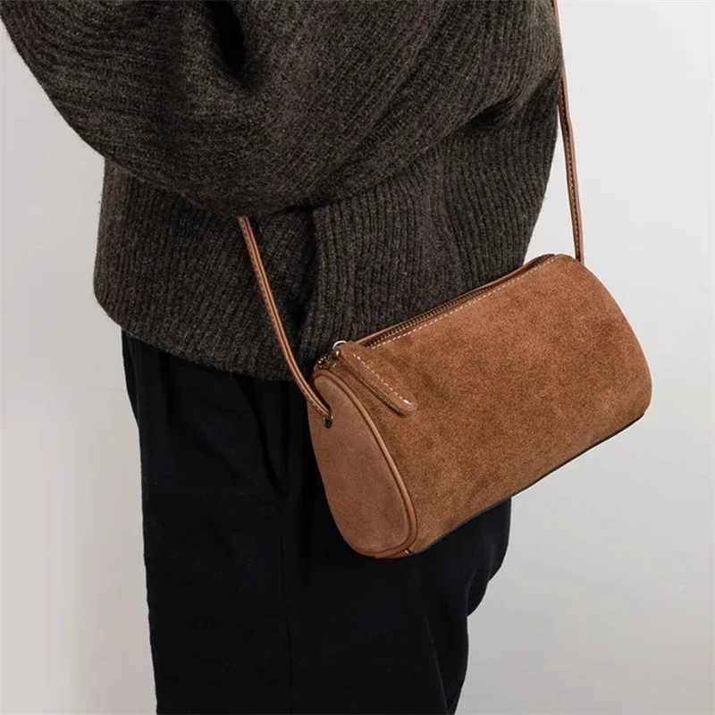 Fashion Boston Solid Color Shoulder Bags Faux Suede Simple High Quality Versatile Crossbody Bags for Women