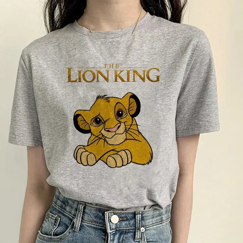 

Модная футболка в стиле 90-х с изображением короля льва, забавная футболка из мультфильма «Харадзюку», футболка Hakuna Matata, женские топы, футболки, женская одежда