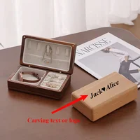 Engrave Text or Logo Walnut Wood Jewelry Box Portable Small Jewelry Box Single Layer Wooden High-end Bracelet Storage Box 2
