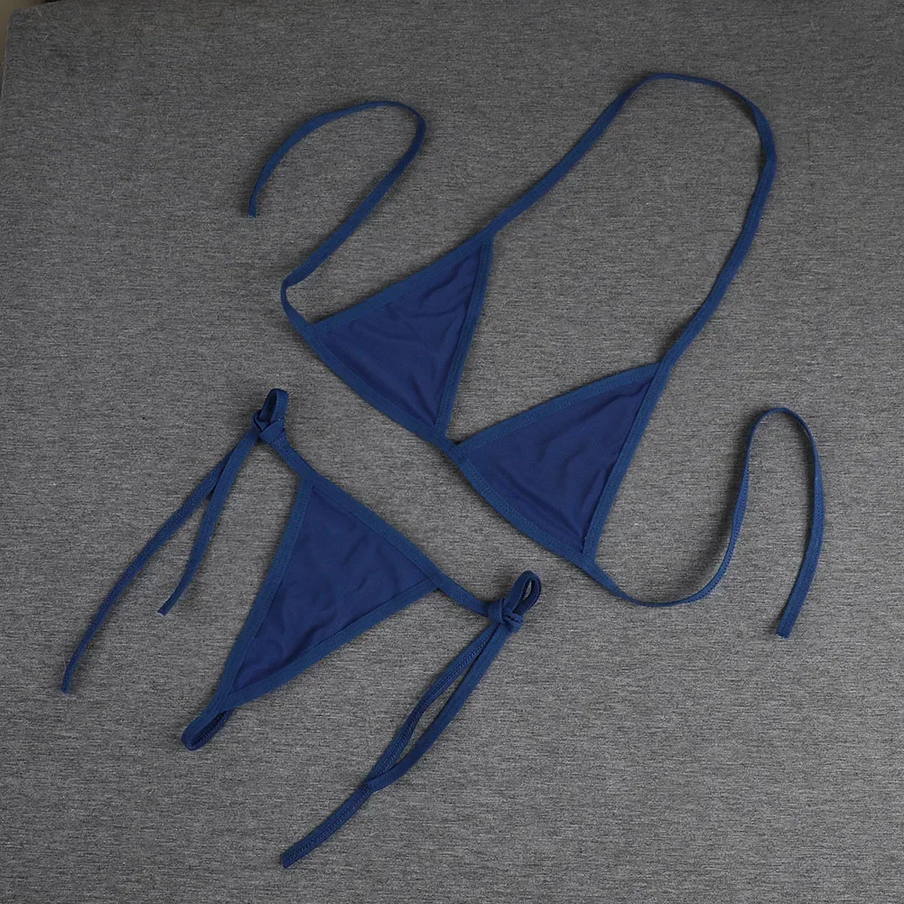 Womens Sexy Mesh Strap Lingerie Bikini Swimwear Bra With Tie Side Thong Beachwear Strap Bra Underwear Set Casual Female Bikini - Image 3