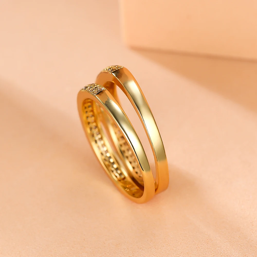 Luxury Black Gold Zircon Bridal Ring Set