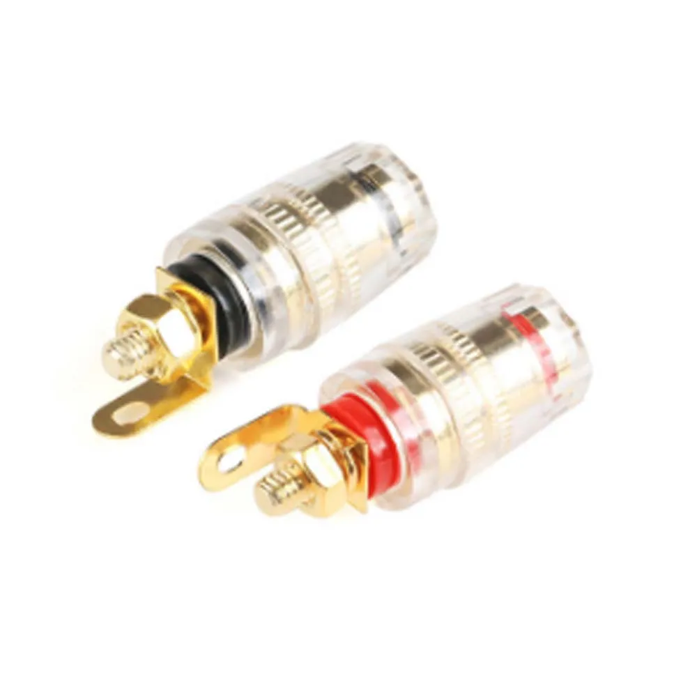 

2pcs 25A Brass Transparent 520 Audio Crystal All Copper Gold-plated 4mm Terminal M4 All Copper Banana Socket Terminal