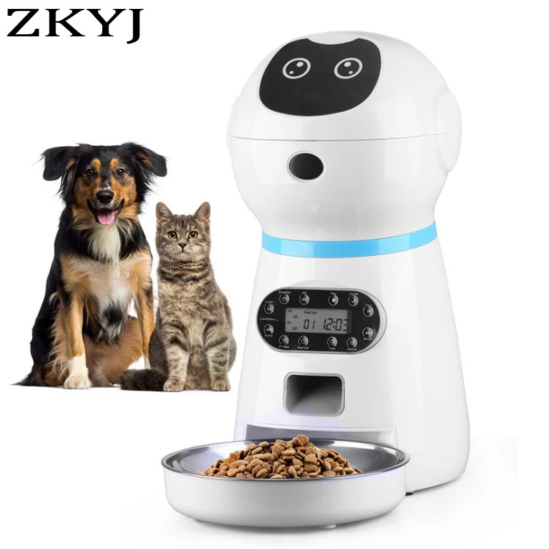 Smart Automatic Pet Feeder With Voice Record Stainless Steel Lcd Screen