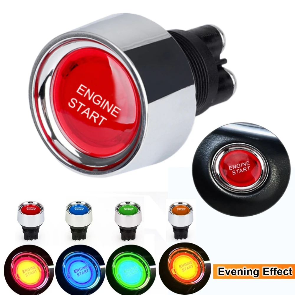 50A Multi-Functional Car Engine Start Push Button Keyless Ignition Starter Switches DC 12V 24V Momentary Switch for Marine RV