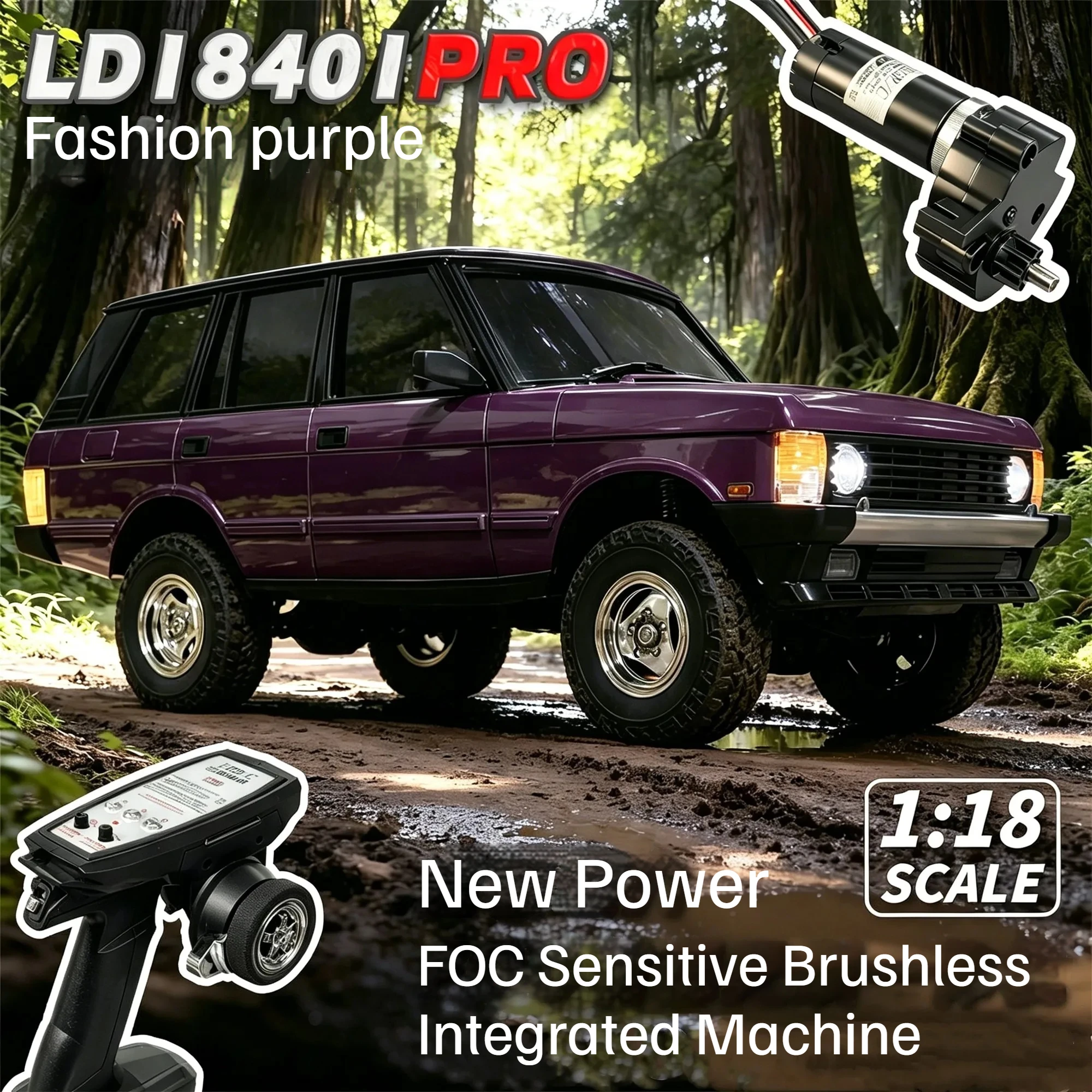 Vue de dessus de la voiture télécommandée escalade 1:18 brushless montrant les détails du châssis