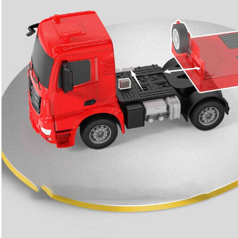Double E663 Remote-controlled Flatbed Trailer Excavator Set Engineering Toy Car Boy And Girl Birthday Gift 3