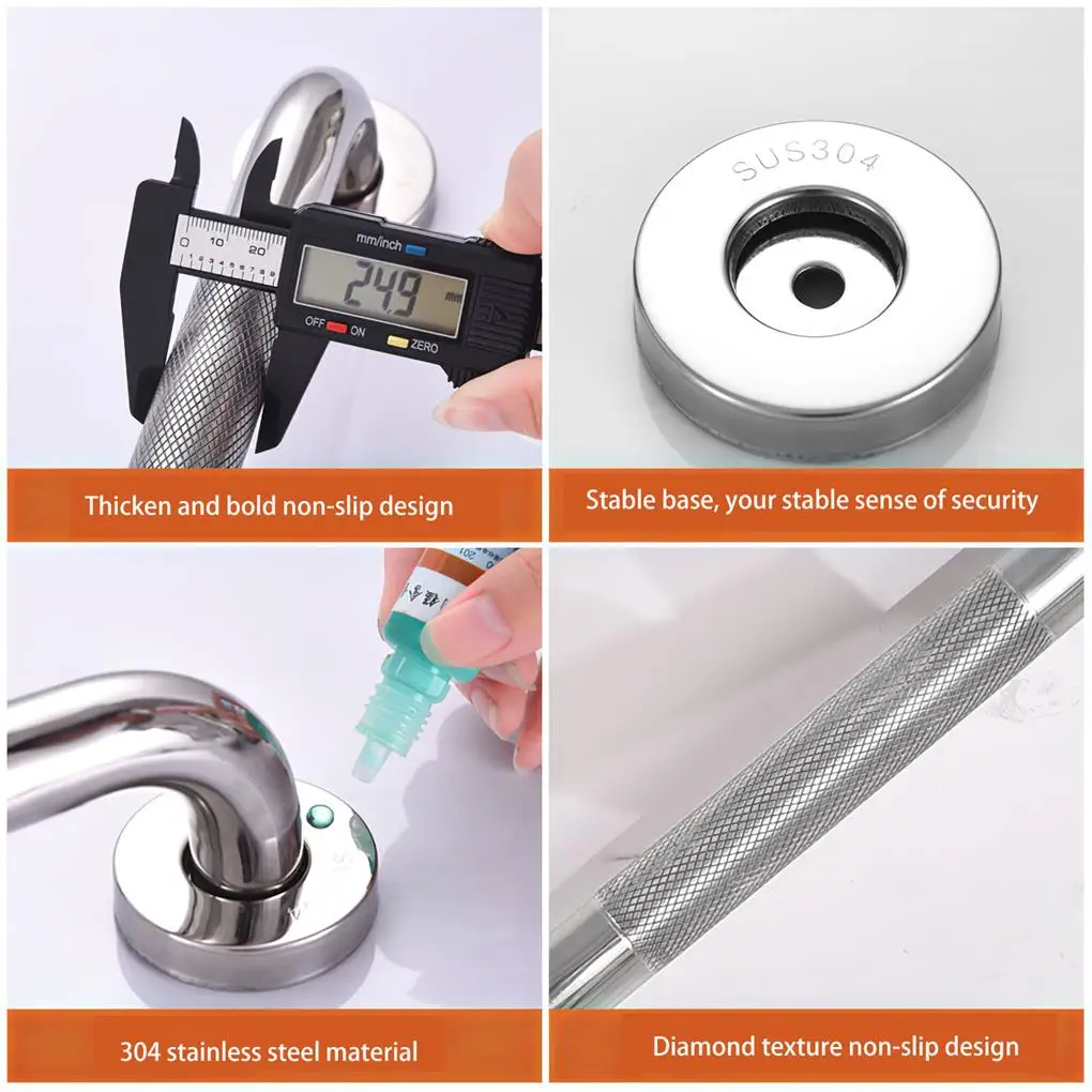 Towel Grab Bar Stainless Steel Bath Holder Anti-skidding Wall Bar Handle Good Grip for Thicken Vanity Home Room 50 cm towel grab bar