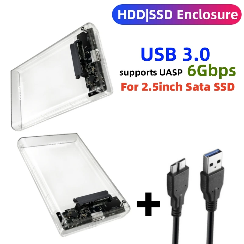 

2.5inch USB3.0 HDD Enclosure SATA SSD Hard Drive Case Support 6TB transparent Mobile External HDD Case