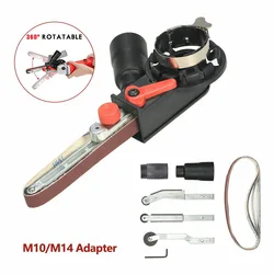 Tête d'adaptateur de courroie de ponçage M10 M14, conversion avec courroie de ponçage pour meuleuse d'angle électrique, travail du bois, outils électriques de meulage 