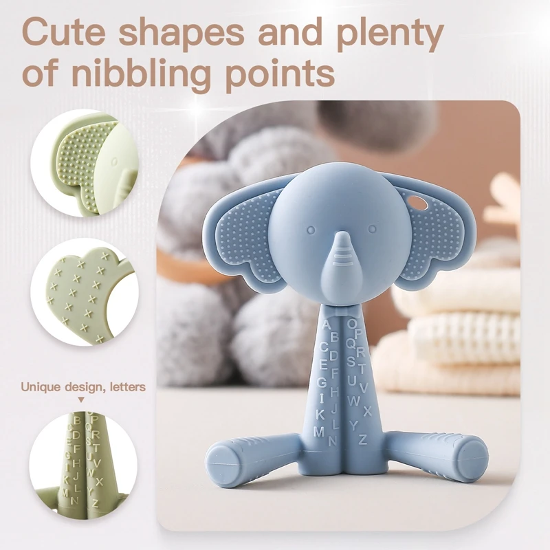 Silicone Teething Toys Teething Toys Silicone Teether Rattles for Baby Elephant Teething Tactile Toys Newborn Baby Toys 0-12 Months Rattle Teething Silicone Toy