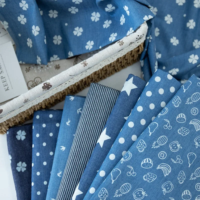 Pure Cotton Printed Jeans Fabric 32 Stitches Washed Denim for Summer Clothes And Pants Youth Shirt Material Chinese Origin