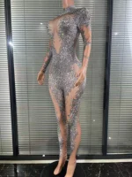Sexy Luxury Fashion Long Sleeves Diamond Rompers Club Dance Stage Costumes Sexy Party Playsuits Women Rhinestones Jumpsuits - Image 5