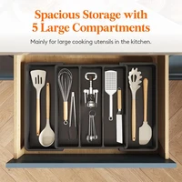 LMETJMA Expandable Cooking Utensil Organizer Tray Cutlery Silverware Flatware Holder Kitchen Utensil Storage Divider JT304 2