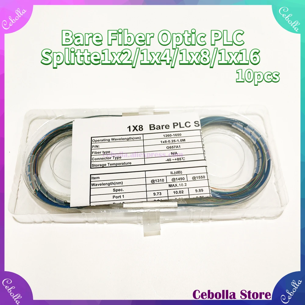 10 Pcs1X 2/1X 4/1X 8/1X16 Colore Nudo Fibra Ottica Plc Splitter Mini Blockless Plc Splitter Senza Cavo Connettore 250Um