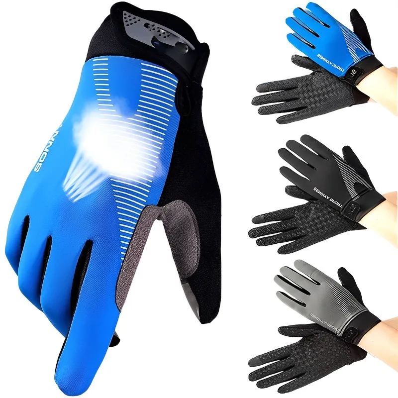 Anti-Slip Cycling Gloves TouchScreen Bike Gloves Sports Shockproof Mountain Road Full Finger Breathable Glove for Men Woman 2