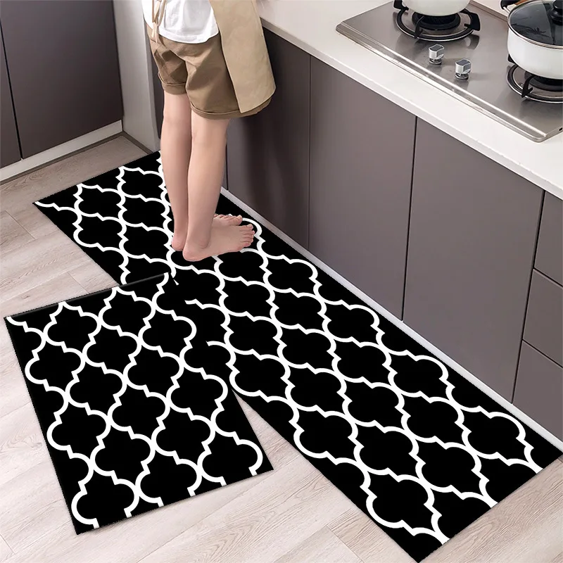 thumbnail image 1 of Alfombra de cocina antideslizante moderna para el hogar, alfombra suave de dibujos animados simple a la moda, alfombra de baño de tira larga, felpudo de entrada lavable y duradero, 1 of 5