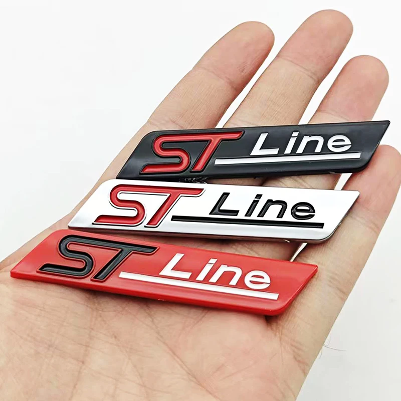 3D ABS 자동차 스타일링 로고 ST 라인 배지 리어 트렁크 펜더 사이드 엠블럼 스티커 (포드 STLINE 포커스 몬데오 피에스타 쿠가 액세서리용)