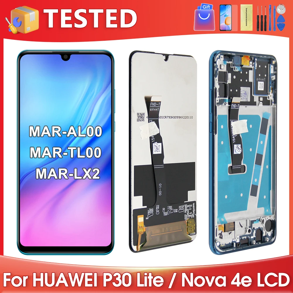 

6.15''For HUAWEI P30 Lite For Ori Nova 4E MAR-LX1 AL00 LX2 LX3 LX1A LCD Display Touch Screen Digitizer Assembly Replacement