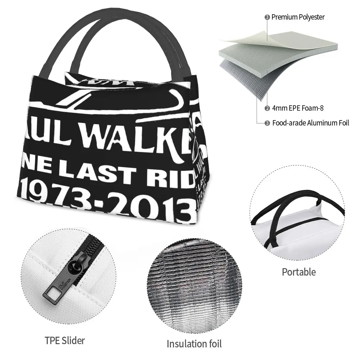Paul Walker Fast And Furious Portable insulation bag for Cooler Thermal Food Office Pinic Container