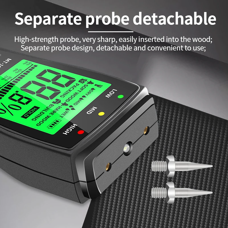 R&D MT-19 Wood Moisture Meter Digital Humidity Meters Wall Hygrometer Timber Damp Detector Building Humidity Tester Carton wood moisture meter