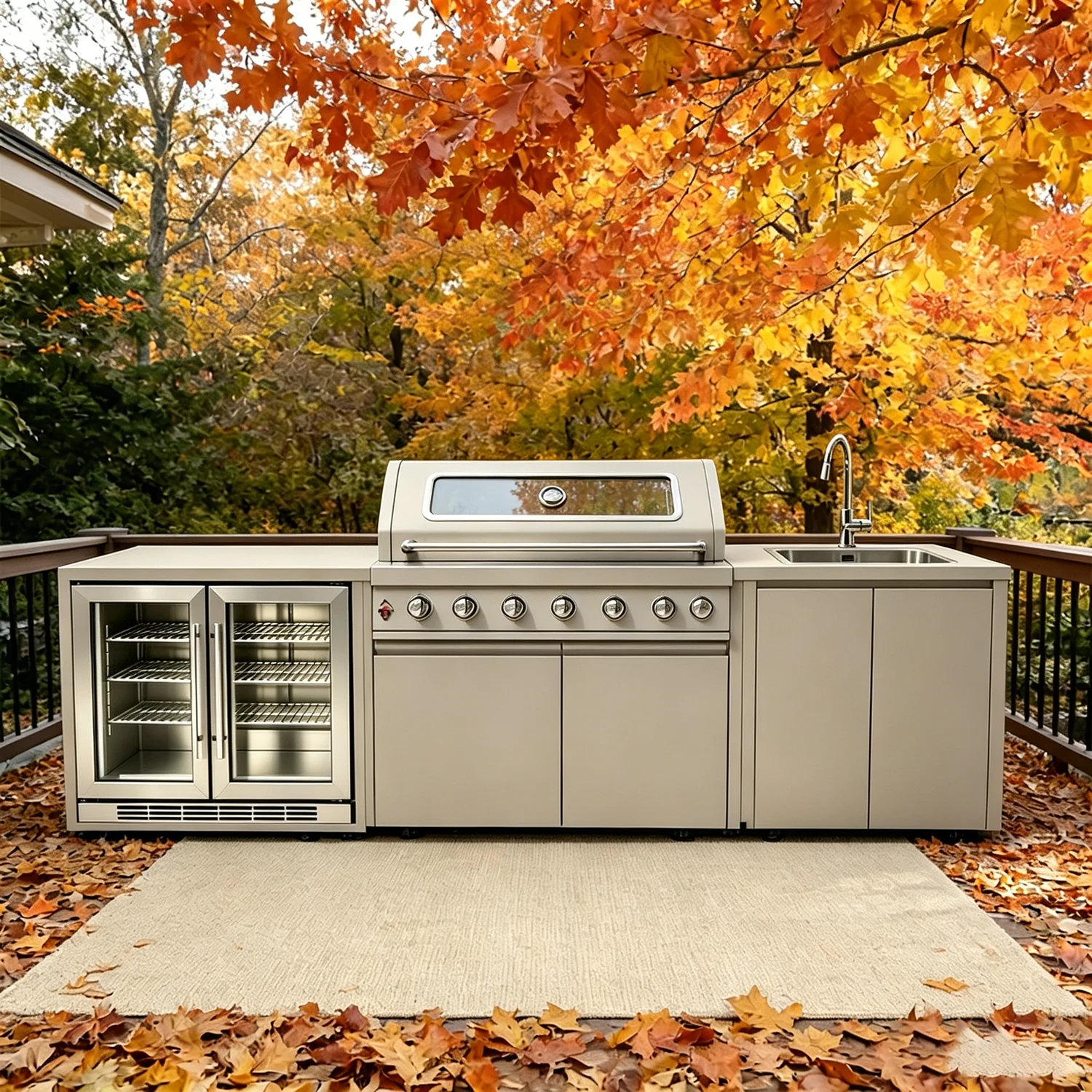Cucine Complete per Esterni, Set di Mobili Durevoli con Isole e Carrelli da Cucina, Ensemble Casserole De Cuisine - immagine 2