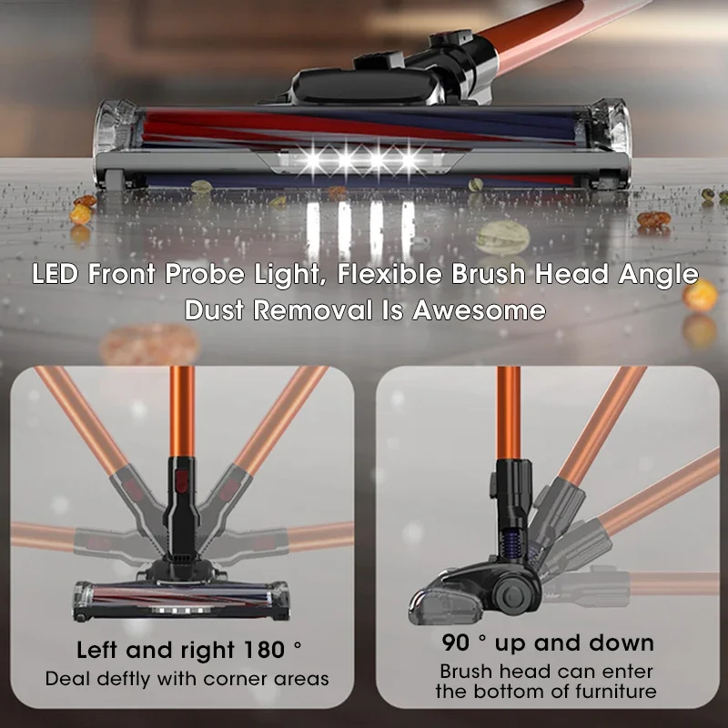 Wireless Handheld Vacuum Cleaner 10Kpa Rechargeable LED Electric Vacuum Cleaner with 2200mAh Battery for Pet Household Cleaning