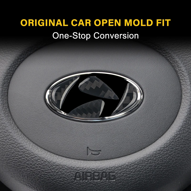 현대 Tuson ix35 i30 i20 Elantra Sonata Santa Fe 자동 데칼 부품 용 1Pcs 탄소 섬유 자동차 핸들 스티커 트림