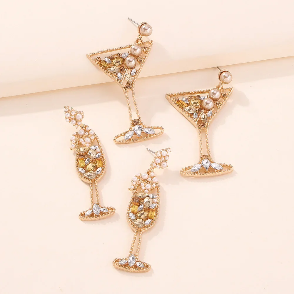 

Fashion New Personality Trend Goblet Women's Earrings Creative Design Geometric Diamond Party Jewellery Free Shipping