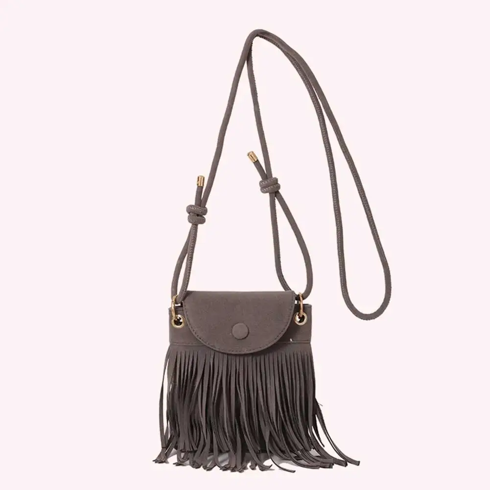 Fringe Design Messenger Bag with Adjustable Strap Everyday Shoulder Bag Trendy Leather Shoulder Bag Tassel for Autumn and Winter