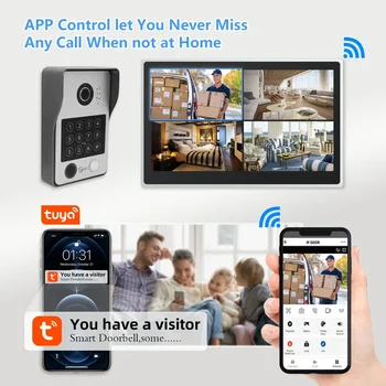 Anjielo Tuya iDVR 1080P Smart Home Doorbell Large 15.6 Inch Video Intercom Control System WiFi Video 4 Split Screen IP Doorbell 1