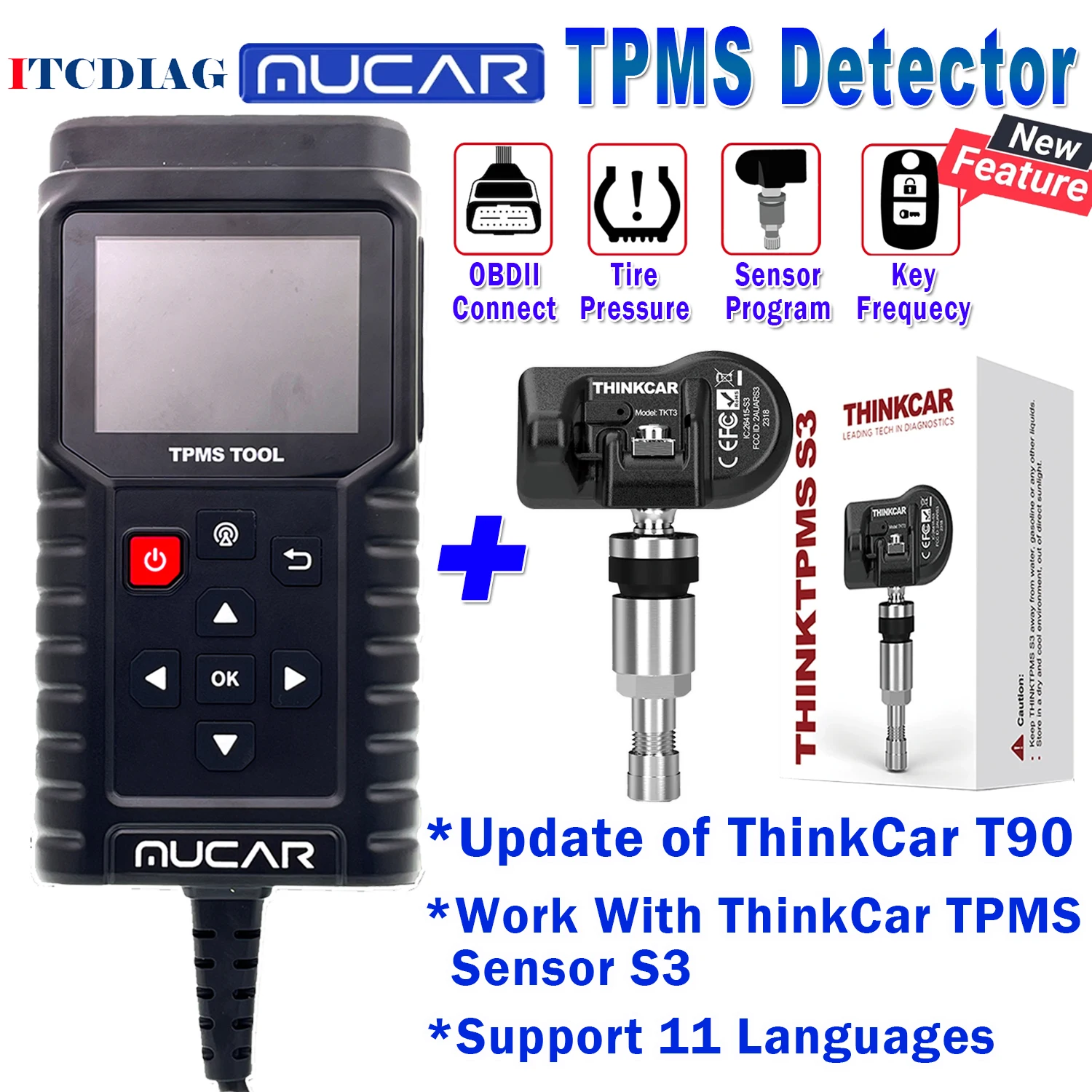 Инструмент для персональной активации Mucar TPMS T90 & THINKTPMS S3, OBD программатор, код неисправности автомобиля, датчик давления в шинах PK THINKCAR T90 G2