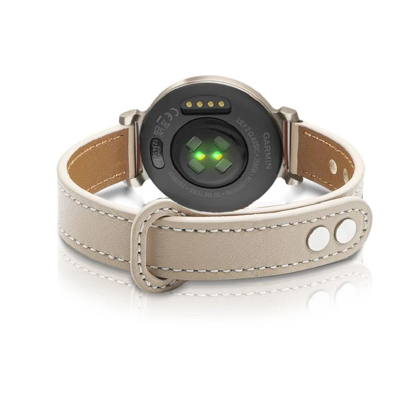 Elegant Leather Bracelet for Garmin Lily2 - Universal 14mm Sport Watchband with Loop Clasp