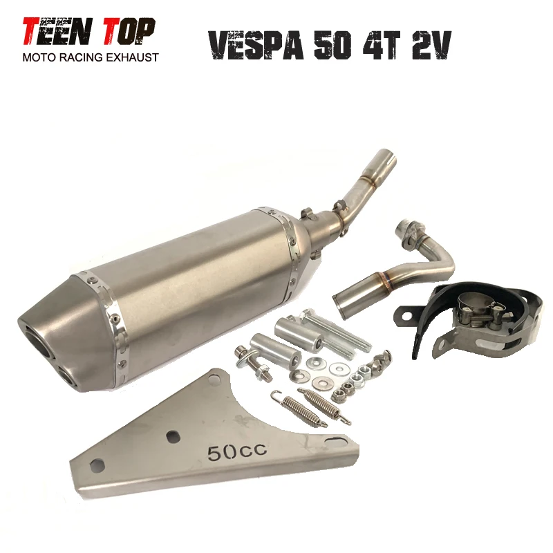50cc Exhaust Motorcycle Muffer For Vespa 50CC Piaggio Sccoter Exhaust HPE Engine Muffler Silencer Moto Full Exhaust System Tube - Image 6