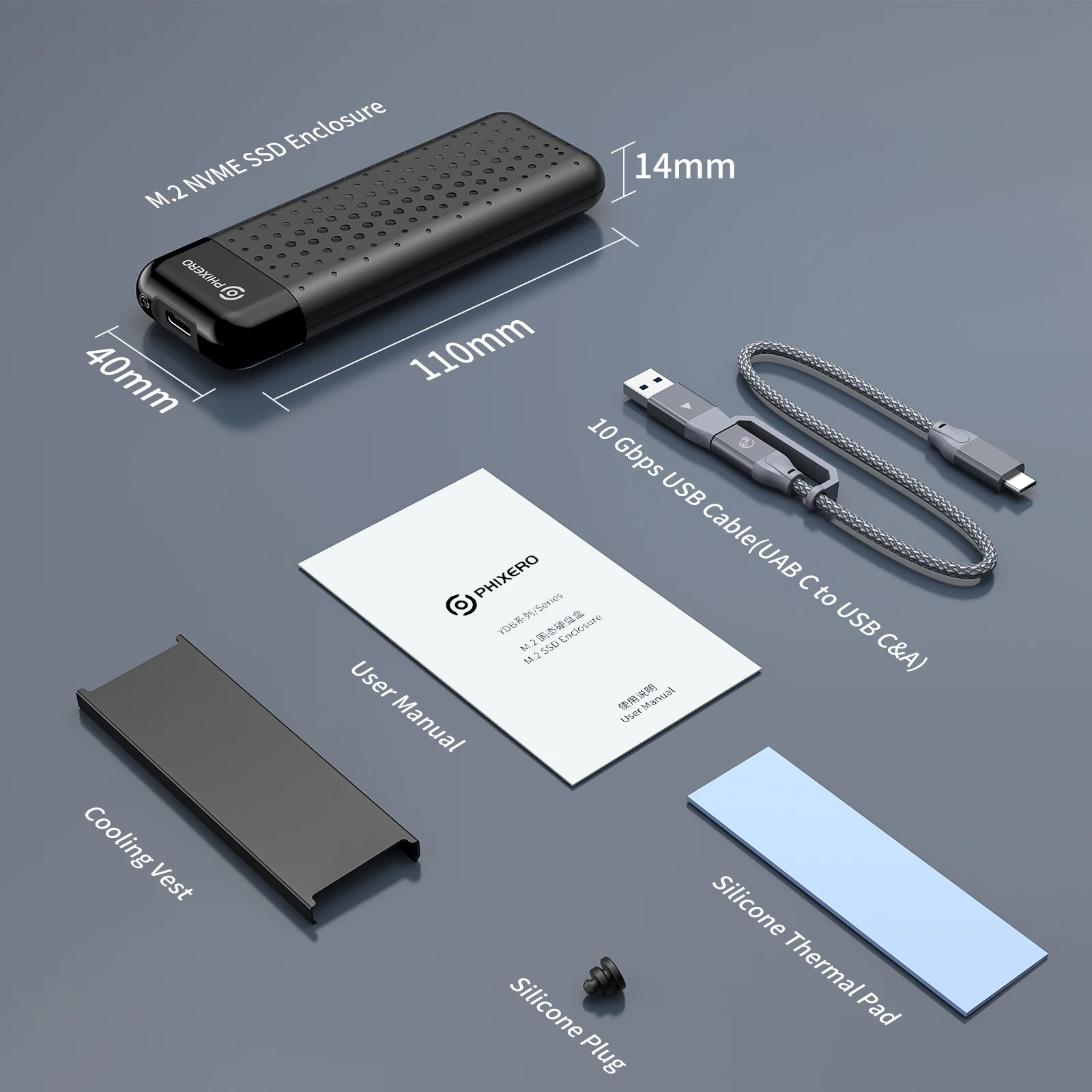 Boitier Externe stockage de Type-C GEN 2 (10 Gbps) À Nvme SSD (M.2