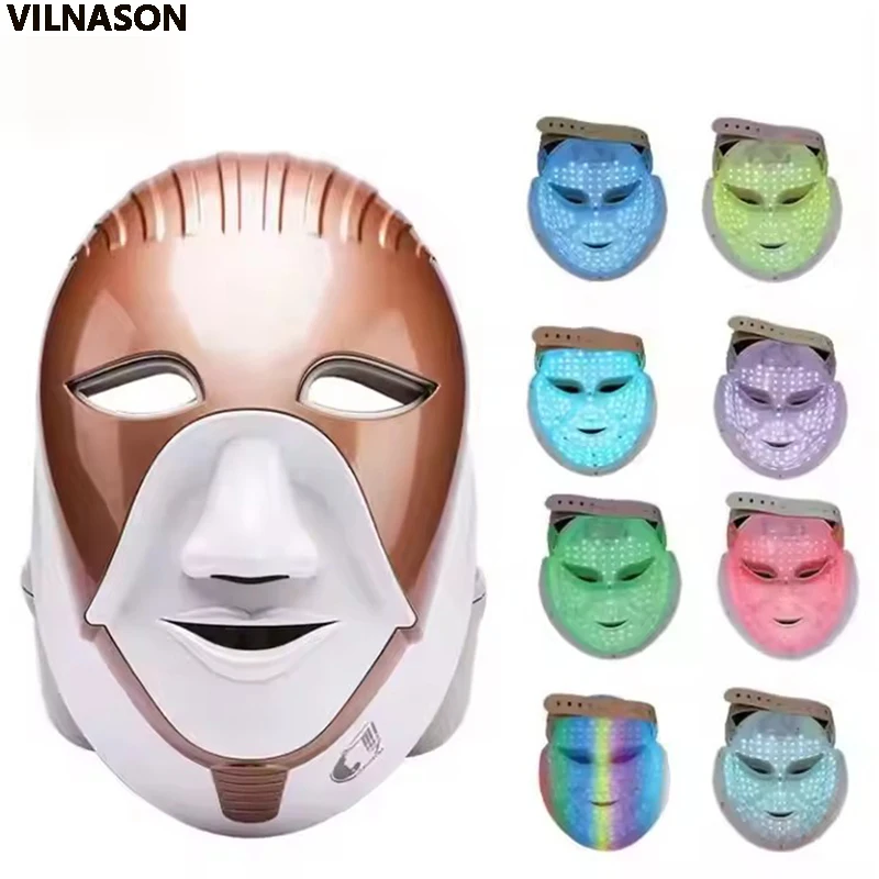 Led Mask 7 Color PDT Photodynamic Facial Cleopatra LED Masks Red Light Therapy Smart Touch Beauty Machine Face Neck Skin Care