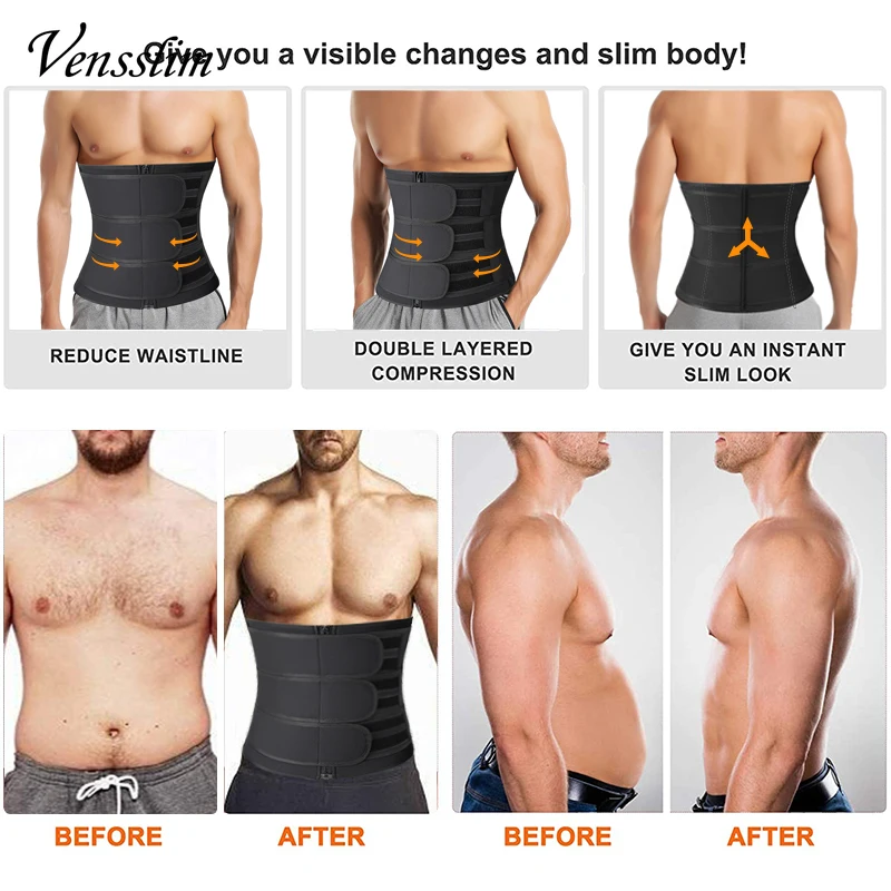 Men Waist Trainer Corset Slimming Belt Weight Loss Body Shaper Abdominal Trimmer Sweat Fat Burner Belly Girdle body shaper waist trainer