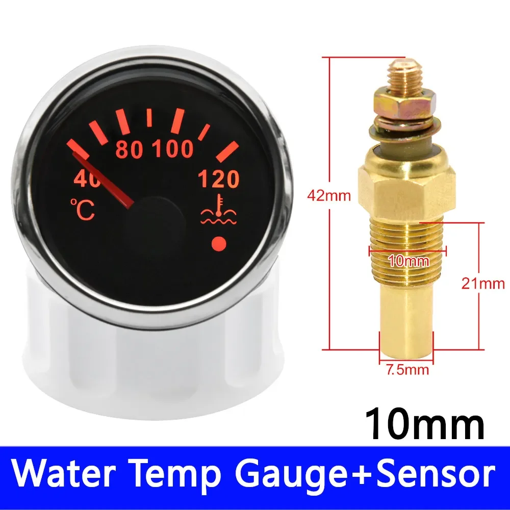 52MM Boat Car Water Temperature Gauge With Coolant Temperature Sensors 1/8NPT 14