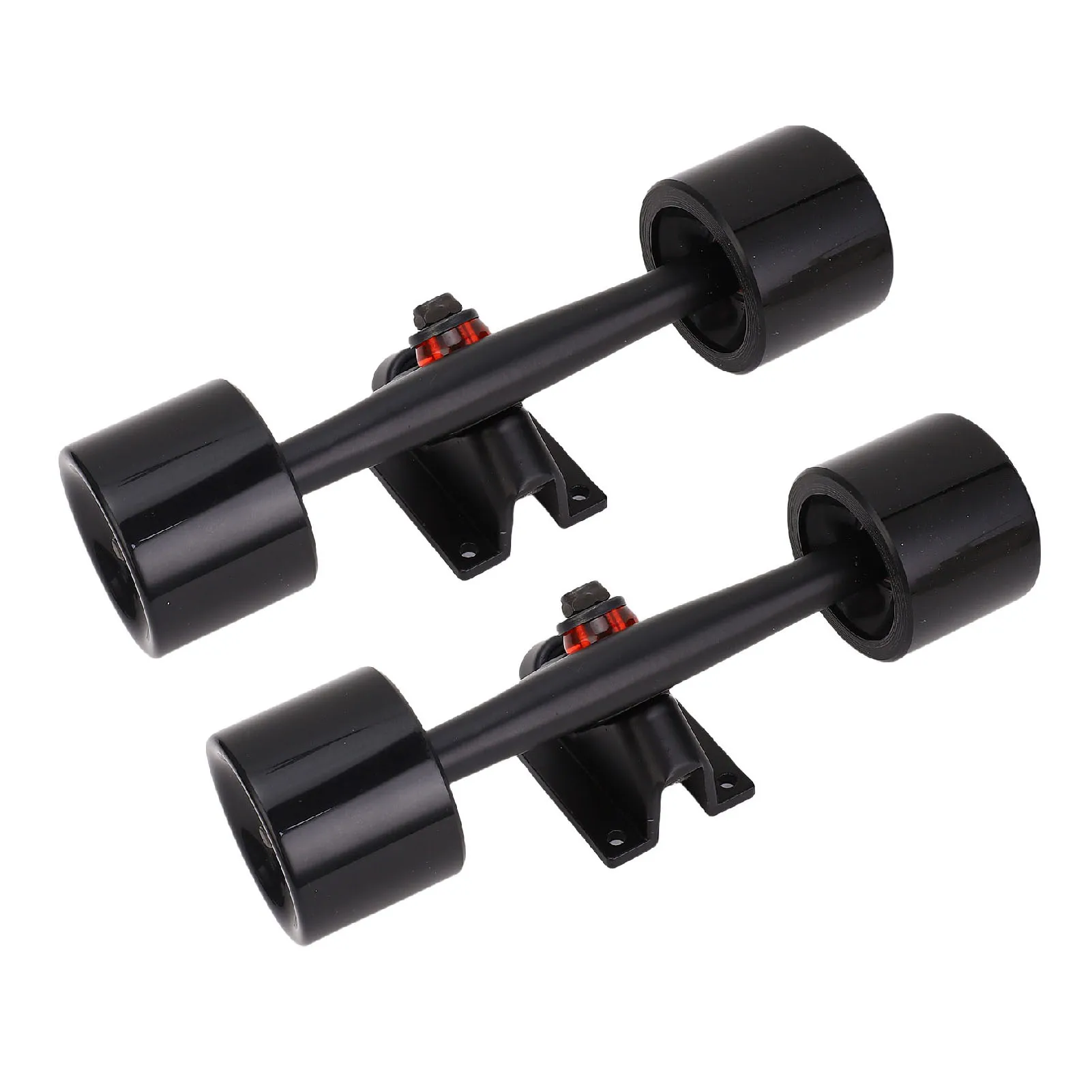 Longboard trucks with wheels assembled