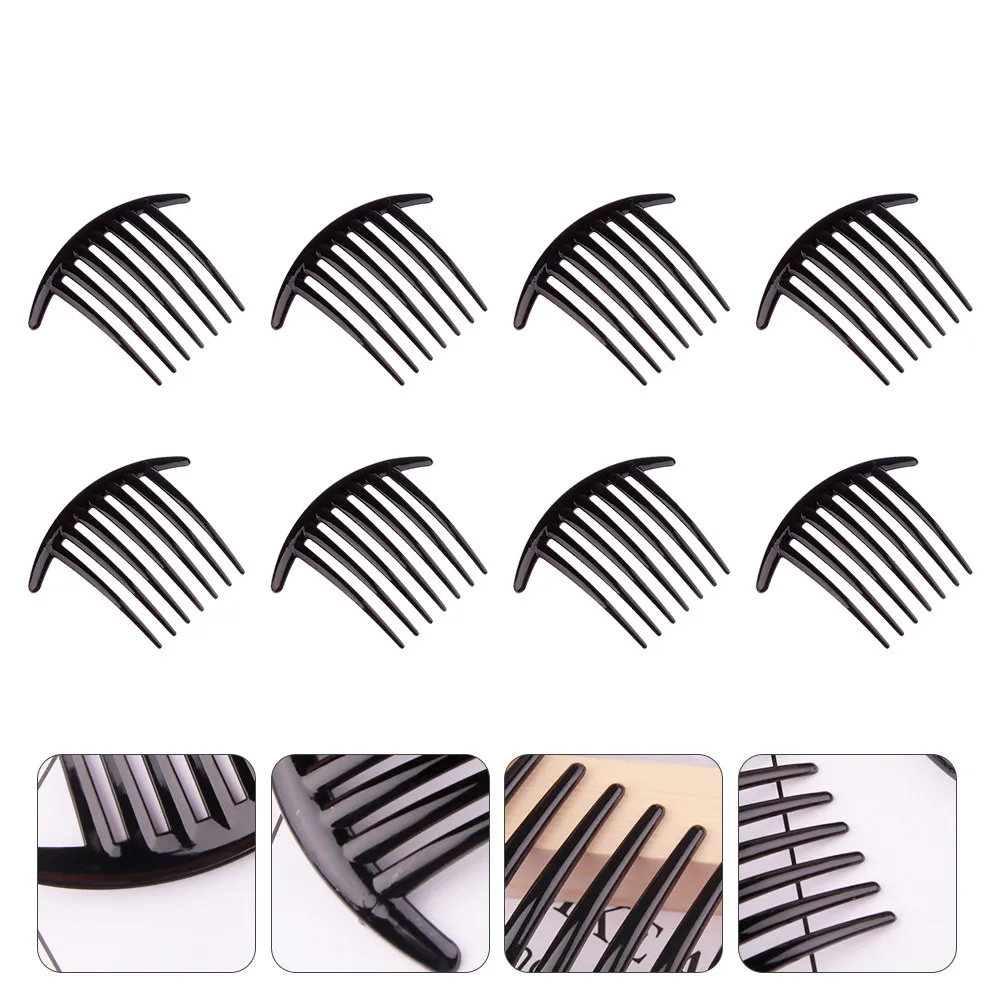 8Pcs 여성용 검은 색 플라스틱 헤어 빗 사이드 클립 패션 스타일링 도구 매일..