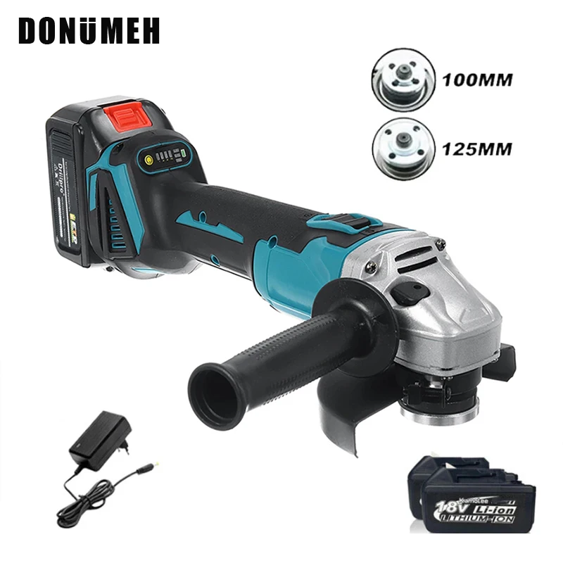 Brushless Electric Angle Grinder 100/125MM 4/5-inch 4 Speed DIY Woodworking Power Tool Grinding Machine For Makita 18V Battery hoprio 9 inch 220v 2600w high efficiency brushless angle grinder wholesale