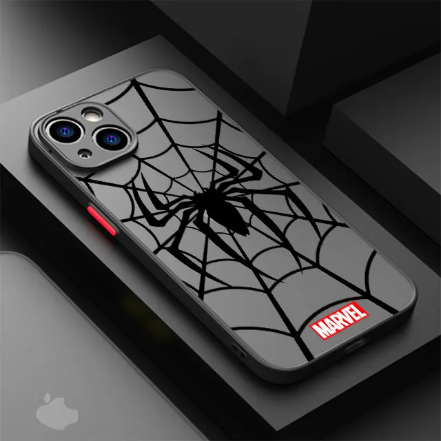 thumbnail image 1 of Funda de teléfono Marvel Spiderman para iPhone 11 12 Mini 13 14 Pro 15 Pro Max 7 8 Plus XR XS MAX carcasa dura mate, 1 of 5