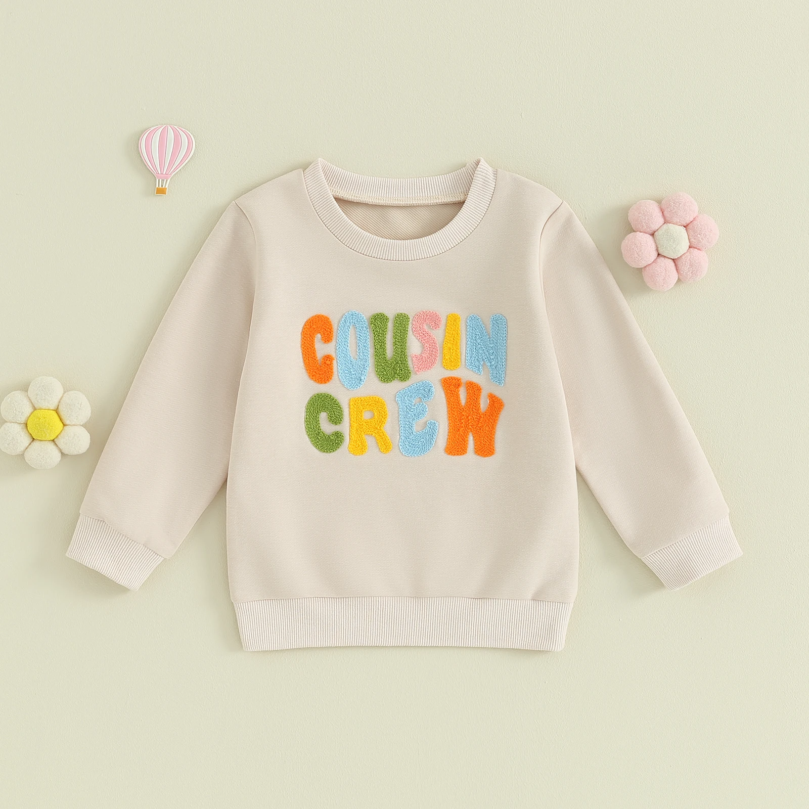 Citgeett Autumn Kids Toddler Baby Boys Girls Sweatshirt Bodysuit Colorful Letter Embroidery Long Sleeve Jumpsuit Cute Clothes