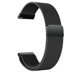 Versatile Milanese Loop Metal Strap - 18mm, 20mm, 22mm Adjustable Band Bracelet - 18mm (Black)