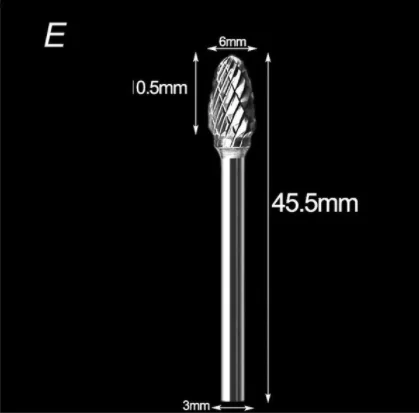 3mm Shank Drawing Tungsten Carbide Milling Cutter Rotary Tool Burr Double Diamond Cut Rotary Dremel Metal Wood Electric Grinding Milling Cutter E 1pc